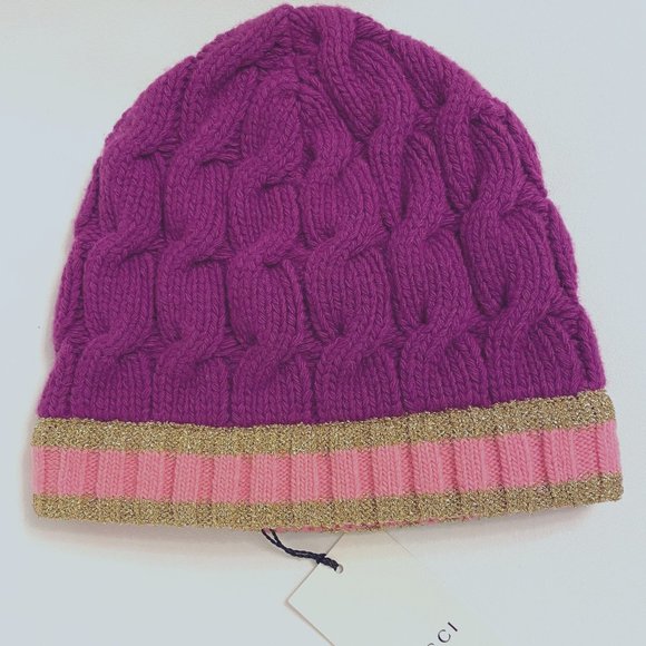 Pink and Gold Knit Beanie - Picture 5 of 13